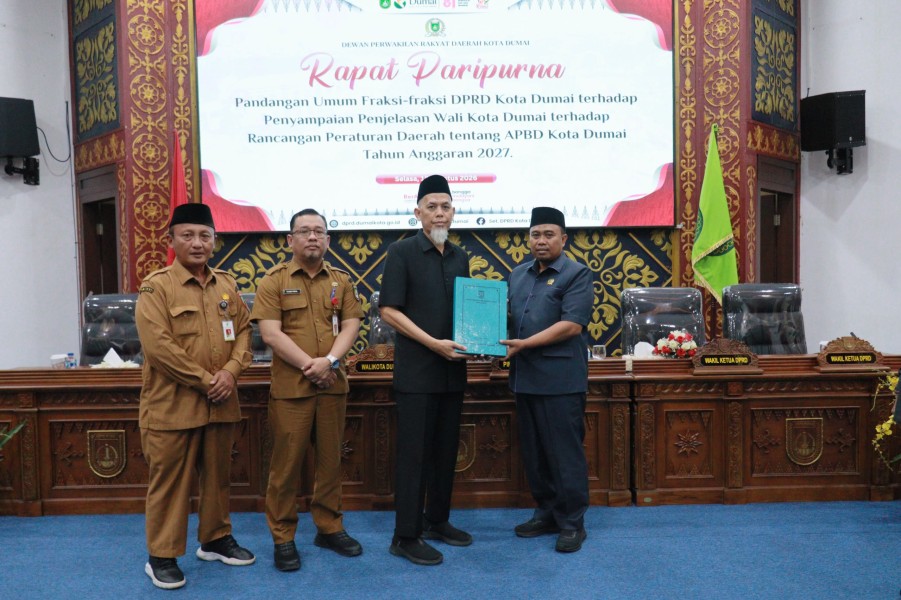 Pemko Dumai Sampaikan Ranperda APBD 2027 ke DPRD, Total Anggaran Tembus Rp 1,7 Triliun