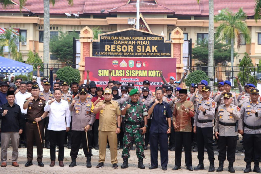 Polres Siak Laksanakan Apel Gelar Pasukan, Sarpras, Deklarasi Damai Serta Peragaaan Simulasi Sispam Kota