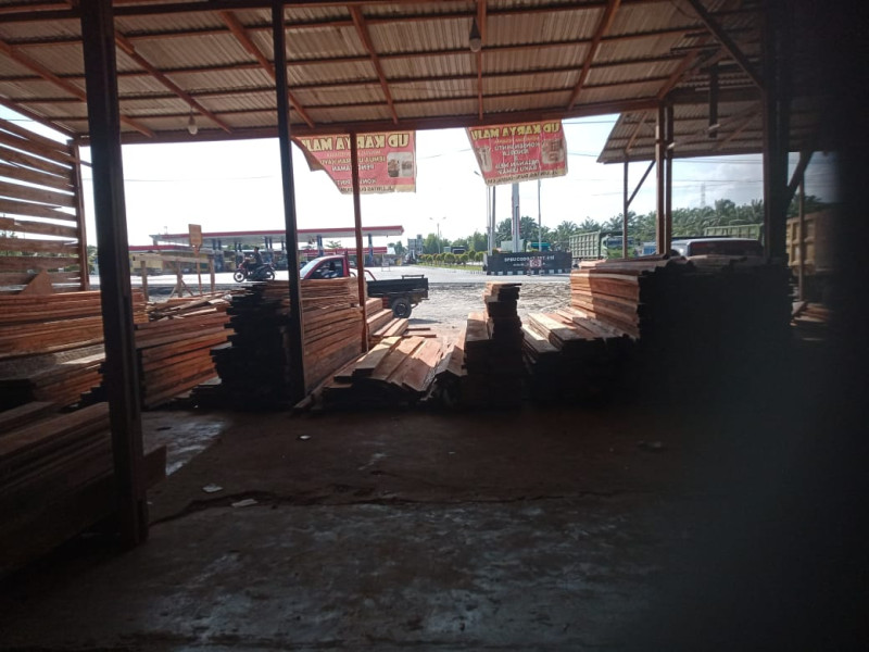 Tumpukan Kayu Berbagai Jenis Diduga Tidak Jelas Asal  Muasalnya